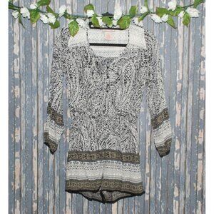 Flying Tomato Boho Romper Black White Shorts Size S Lace & Mixed Pattern